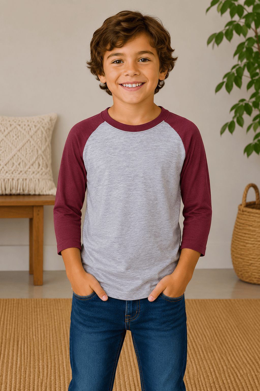 ILTEX Apparel Kids Clothing Gray/Maroon / 6 Months Kids 3/4 Sleeve Raglan Baseball T-Shirt – 25+ Colors