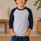 ILTEX Apparel Kids Clothing Gray/Navy / 6 Months Kids 3/4 Sleeve Raglan Baseball T-Shirt – 25+ Colors