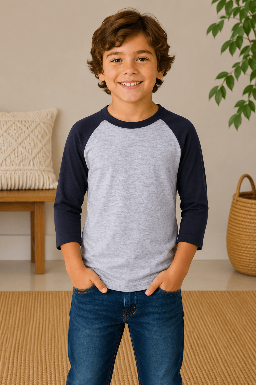ILTEX Apparel Kids Clothing Gray/Navy / 6 Months Kids 3/4 Sleeve Raglan Baseball T-Shirt – 25+ Colors