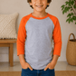 ILTEX Apparel Kids Clothing Gray/Orange / 6 Months Kids 3/4 Sleeve Raglan Baseball T-Shirt – 25+ Colors