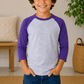 ILTEX Apparel Kids Clothing Gray/Purple / 6 Months Kids 3/4 Sleeve Raglan Baseball T-Shirt – 25+ Colors