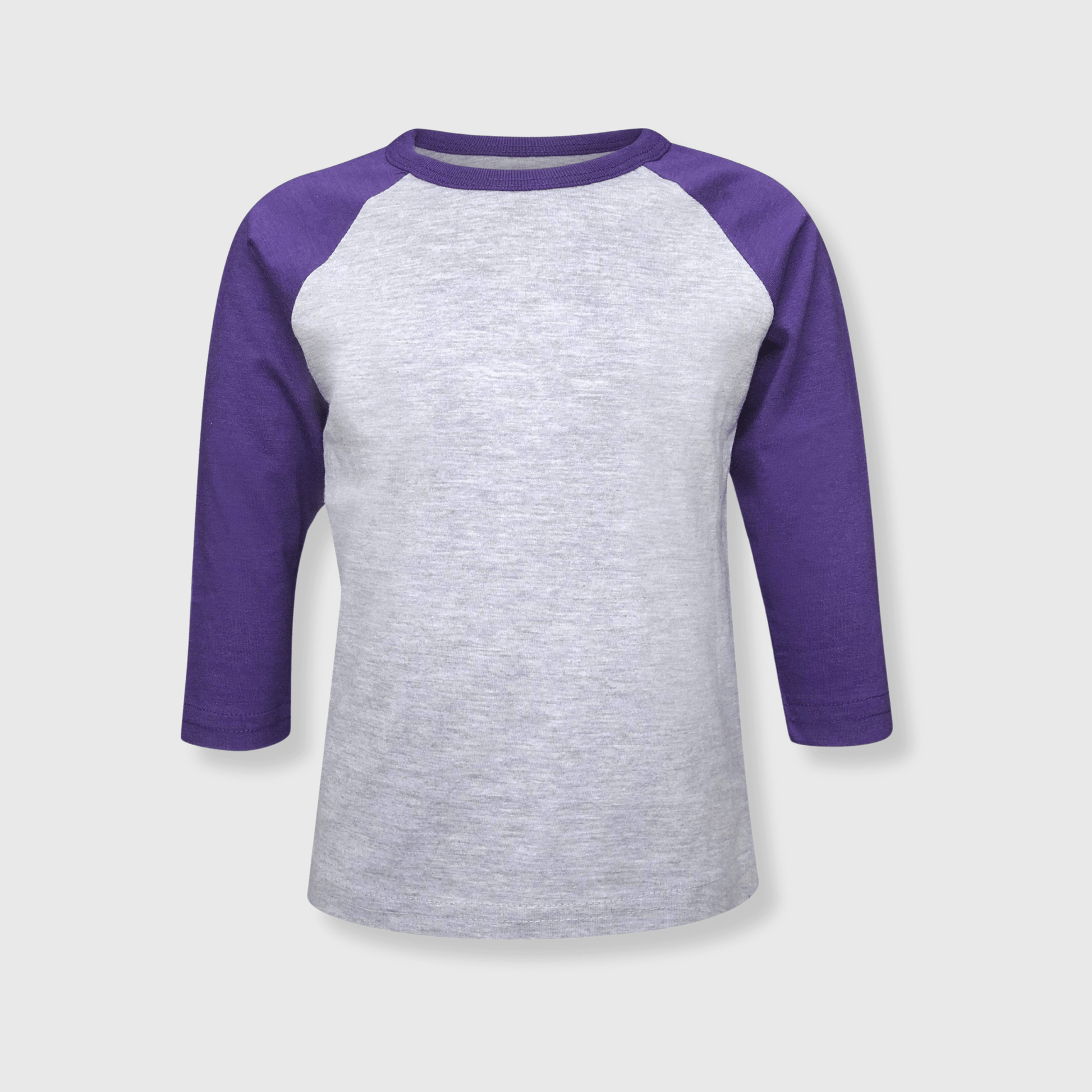 ILTEX Apparel Kids Clothing Gray/Purple / 6 Months Kids Plain Raglan 3/4 T-Shirt - White Body