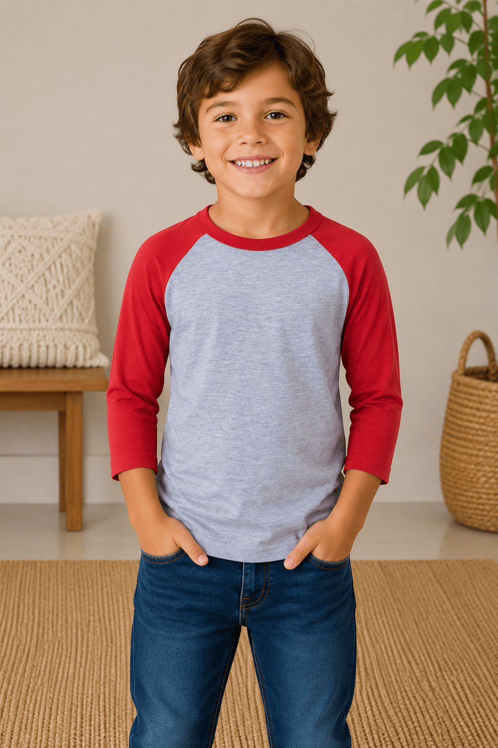 ILTEX Apparel Kids Clothing Gray/Red / 6 Months Kids 3/4 Sleeve Raglan Baseball T-Shirt – 25+ Colors