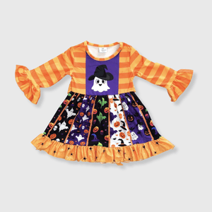 ILTEX Apparel Kids Clothing Halloween Orange Ghost Dress