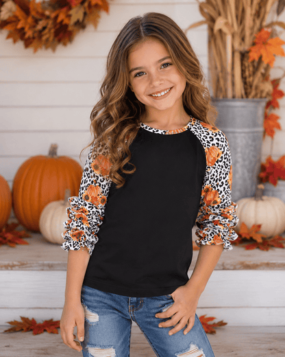 ILTEX Apparel Kids Clothing Halloween Pumpkin Sunflower Cheetah Ruffle