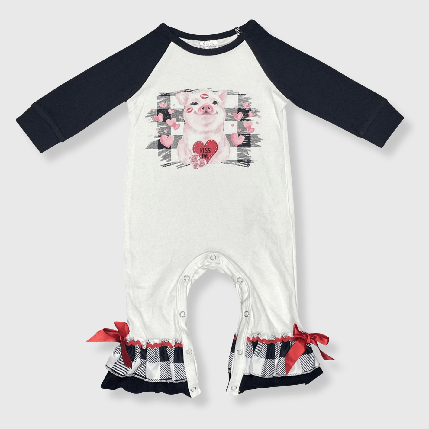 ILTEX Apparel Kids Clothing Hearts Plaid Pig White Romper Kids