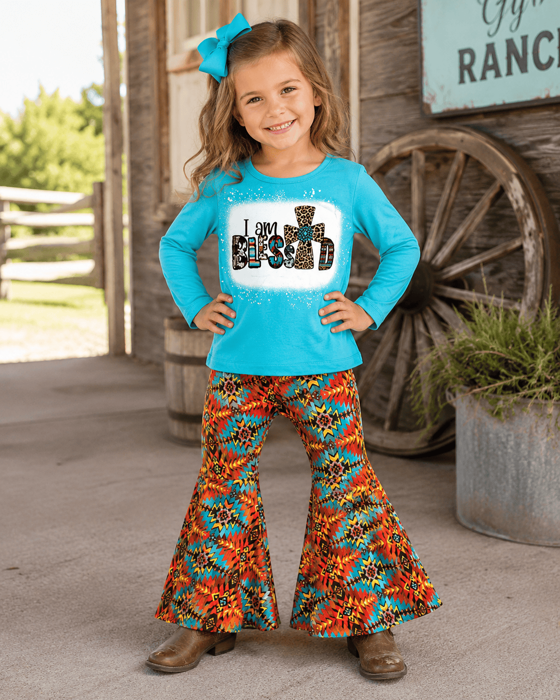 ILTEX Apparel Kids Clothing 'I am Blessed' Aztec Tiffany Outfit