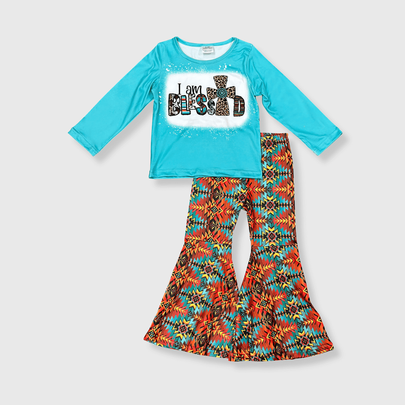 ILTEX Apparel Kids Clothing 'I am Blessed' Aztec Tiffany Outfit