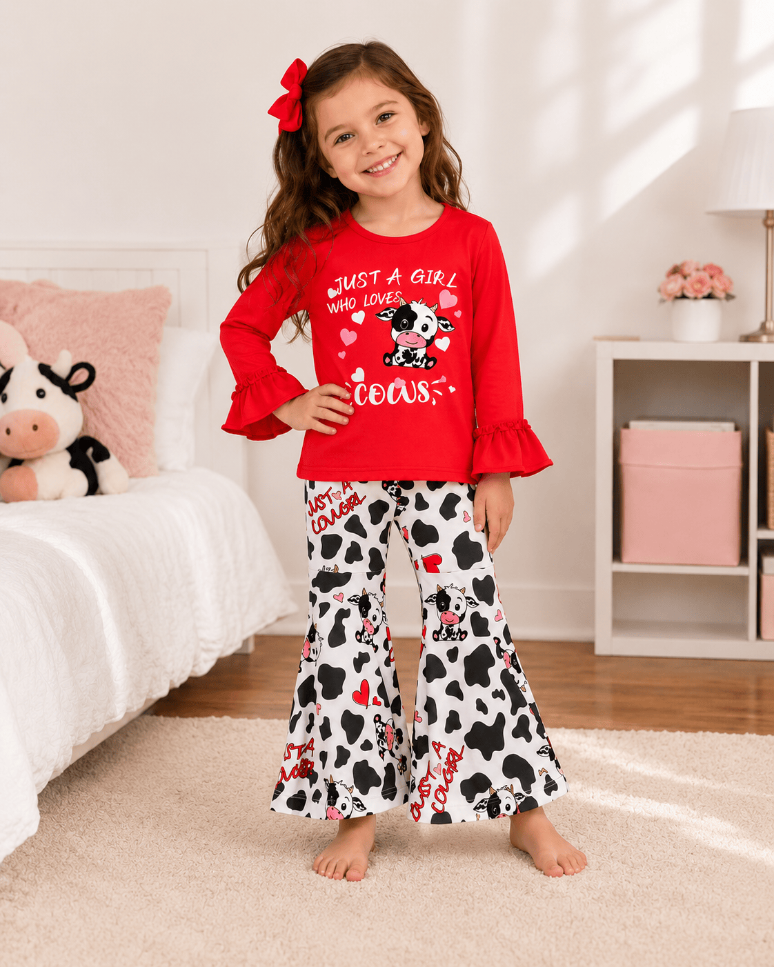ILTEX Apparel Kids Clothing 'Just a Girl Who Loves Cows' Outfit