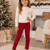 Kids Long Pants with Ankle Buttons - Red