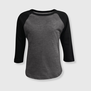 ILTEX Apparel Kids Clothing Kids Plain Raglan 3/4 T-Shirt - Charcoal/Black