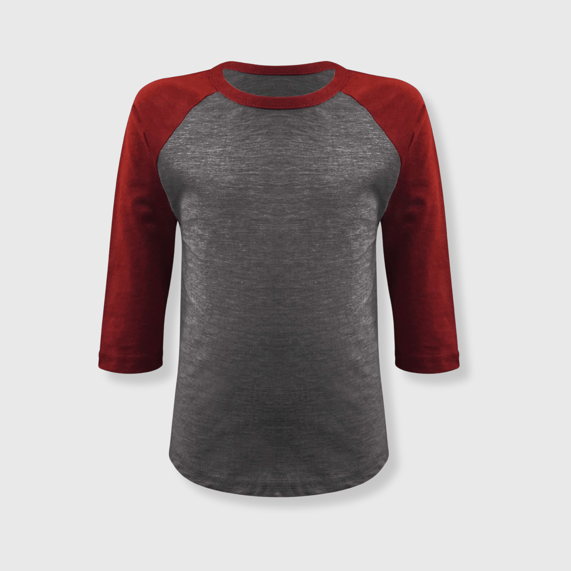 ILTEX Apparel Kids Clothing Kids Plain Raglan 3/4 T-Shirt - Light Charcoal/Burgundy