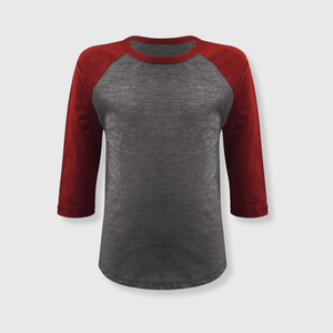 ILTEX Apparel Kids Clothing Kids Plain Raglan 3/4 T-Shirt - Light Charcoal/Burgundy