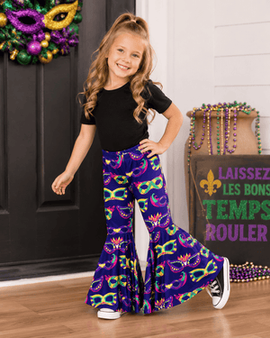 ILTEX Apparel Kids Clothing Mardi Gras Mask Purple Bell Bottoms
