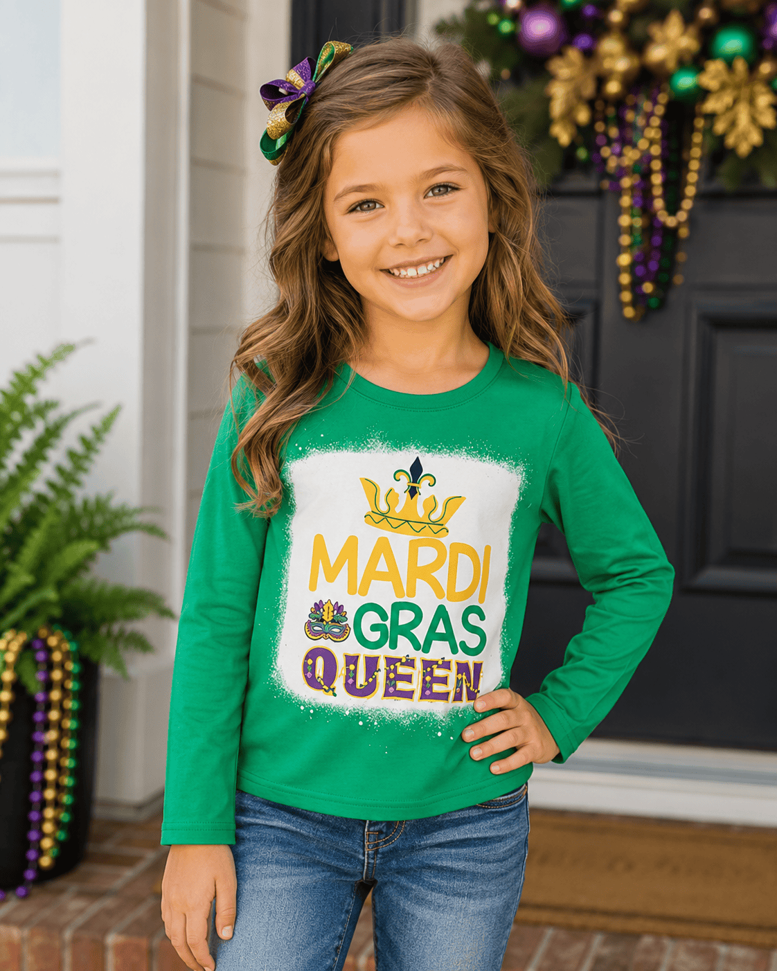 ILTEX Apparel Kids Clothing Mardi Gras Queen Green Kids Top