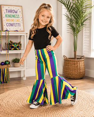 ILTEX Apparel Kids Clothing Mardi Gras Striped Bell Bottoms