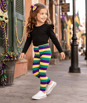 ILTEX Apparel Kids Clothing Mardi Gras Striped Leggings Kids