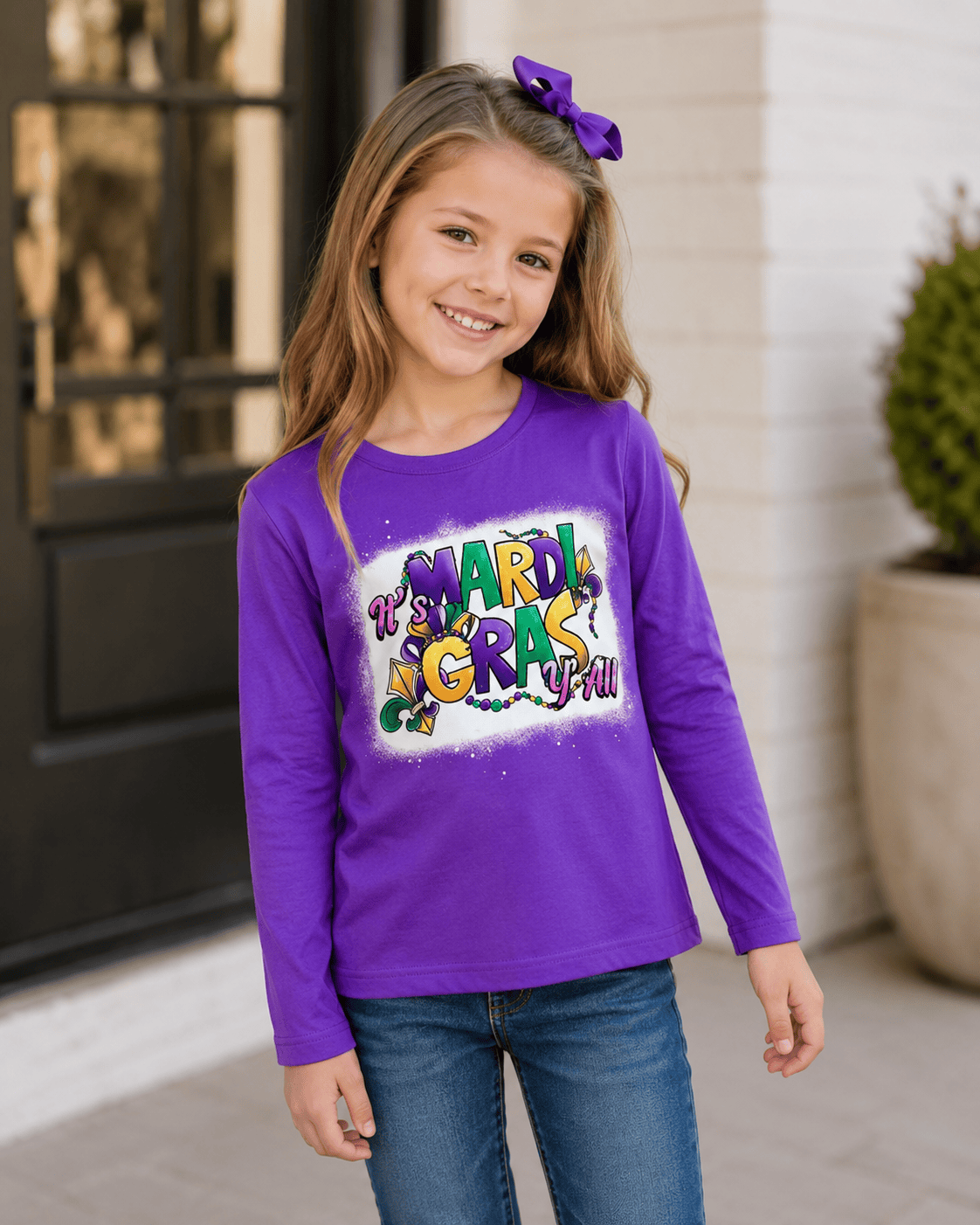 ILTEX Apparel Kids Clothing Mardi Gras y'all Purple Kids Top