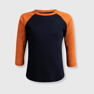 ILTEX Apparel Kids Clothing Navy/Orange / 6 Months Kids Plain Raglan 3/4 T-Shirt - Navy Body
