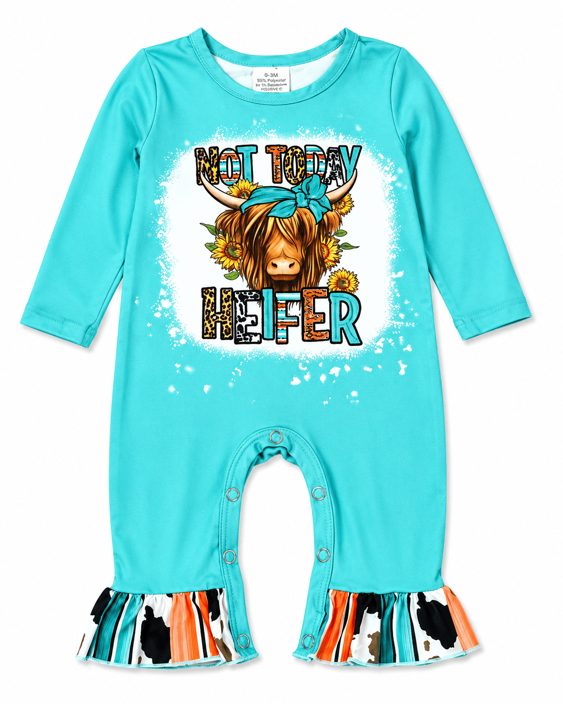 ILTEX Apparel Kids Clothing 'Not Today Heifer' Turquoise Serape Romper