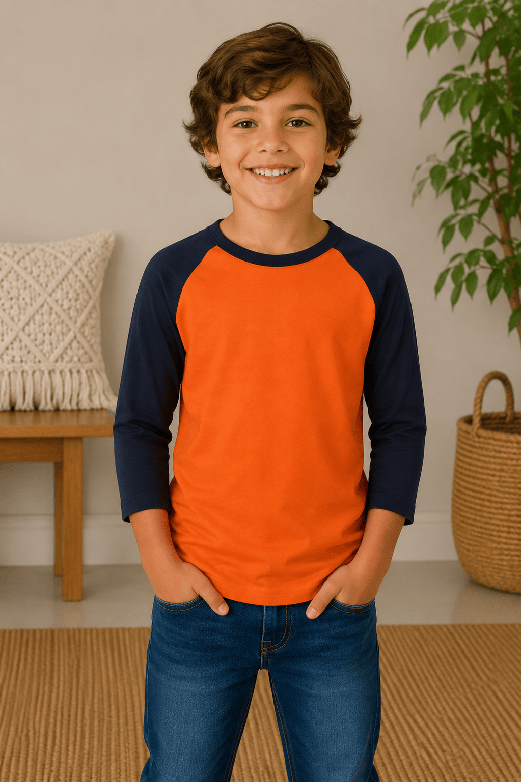 ILTEX Apparel Kids Clothing Orange/Navy / 2T Kids 3/4 Sleeve Raglan Baseball T-Shirt – 25+ Colors