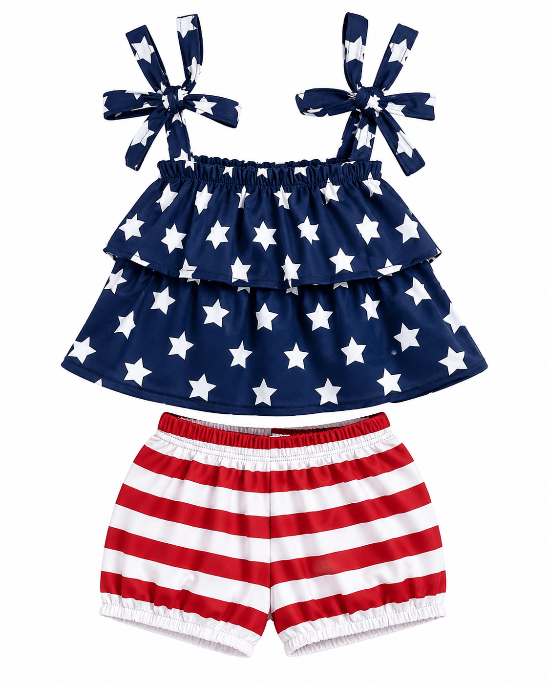 ILTEX Apparel Kids Clothing Patriotic Stars and Stripes Cold Shoulder Outfit Kids