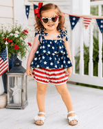 ILTEX Apparel Kids Clothing Patriotic Stars and Stripes Cold Shoulder Outfit Kids