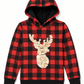 ILTEX Apparel Kids Clothing Plaid Red Reindeer Sequin Hoodie Kids