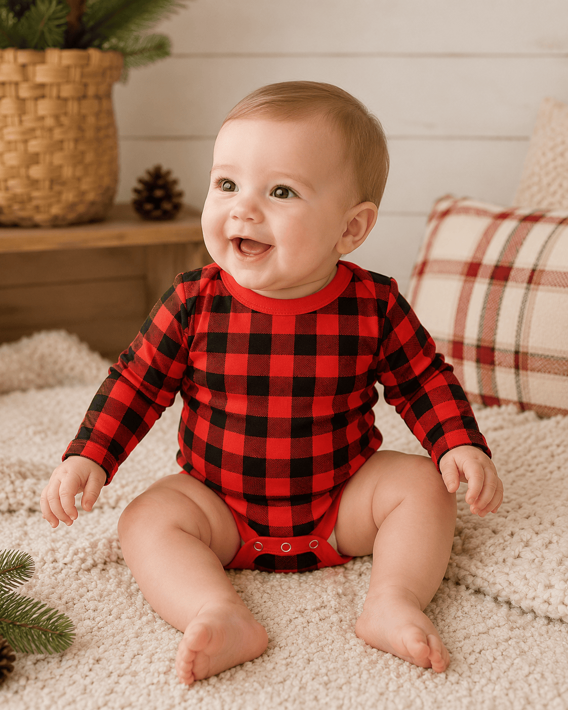 ILTEX Apparel Kids Clothing Plaid Red Toddler Onesie