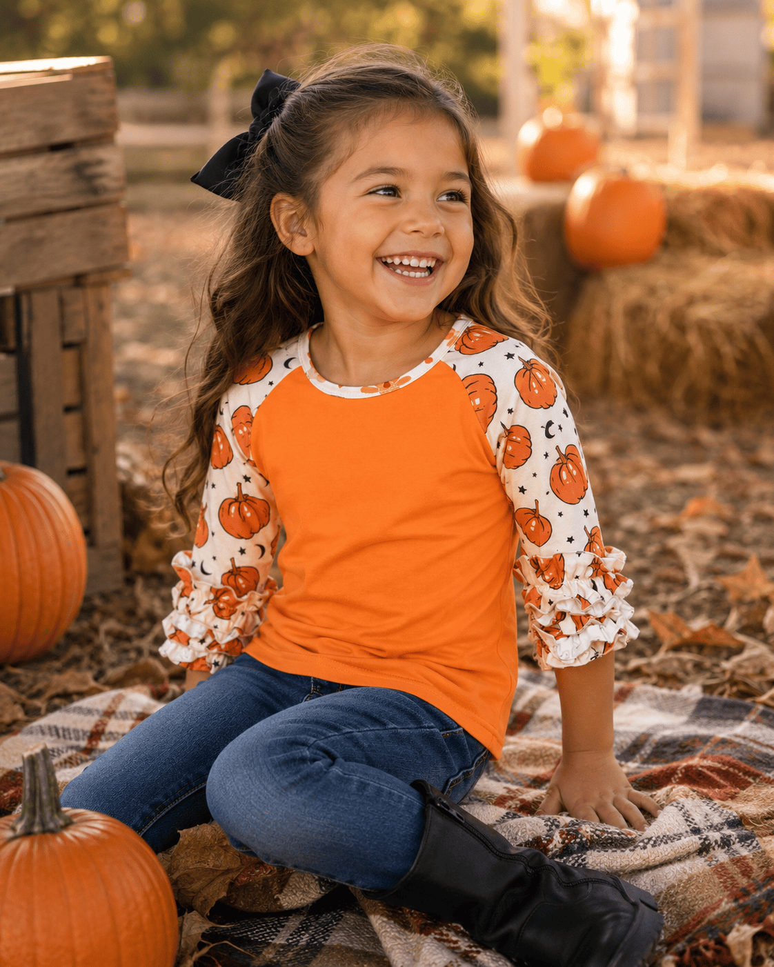 ILTEX Apparel Kids Clothing Pumpkin Ruffle Top Mommy & Me Kids