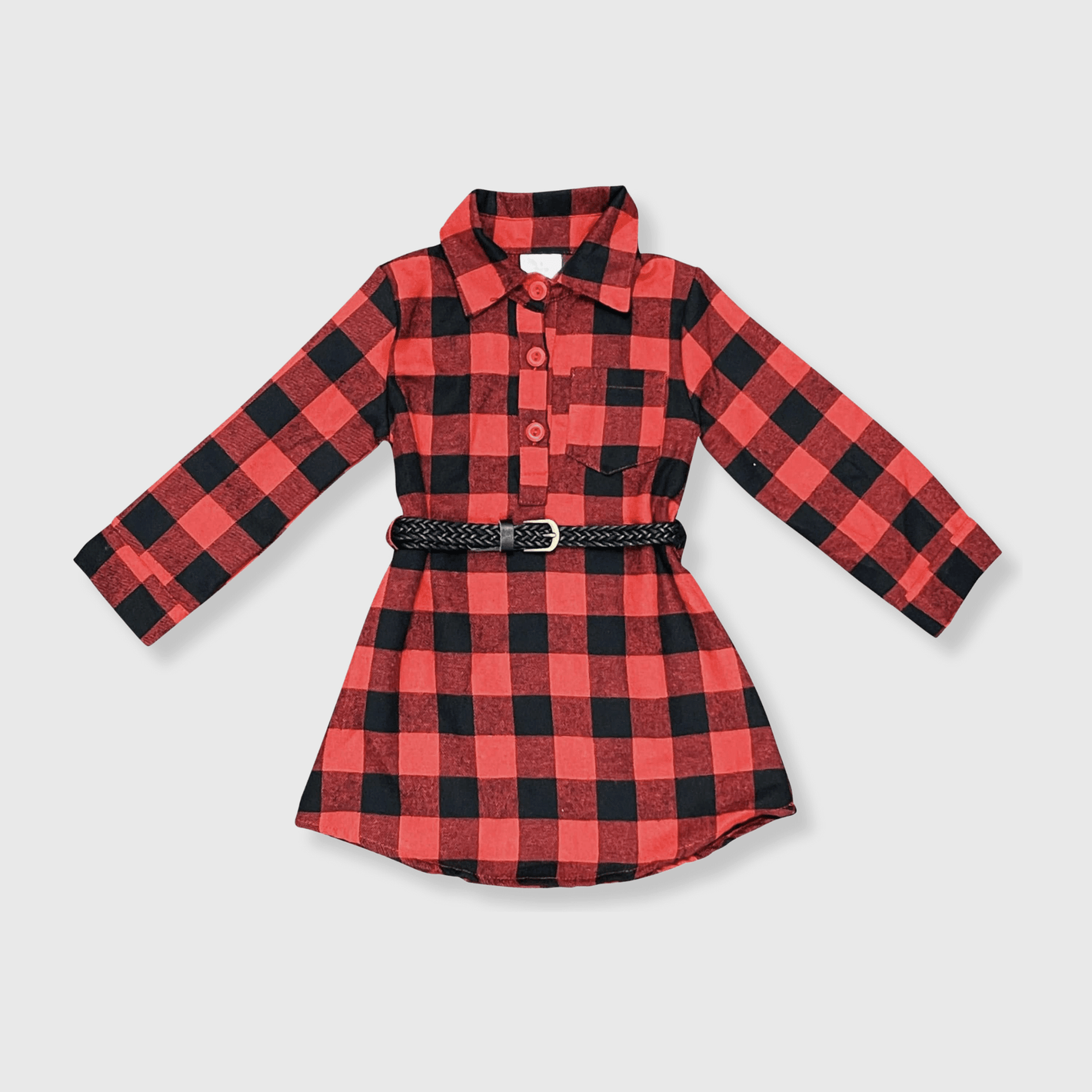 ILTEX Apparel Kids Clothing Red Plaid Belt Buckle Dress Kids
