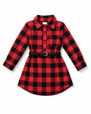 ILTEX Apparel Kids Clothing Red Plaid Belt Buckle Dress Kids