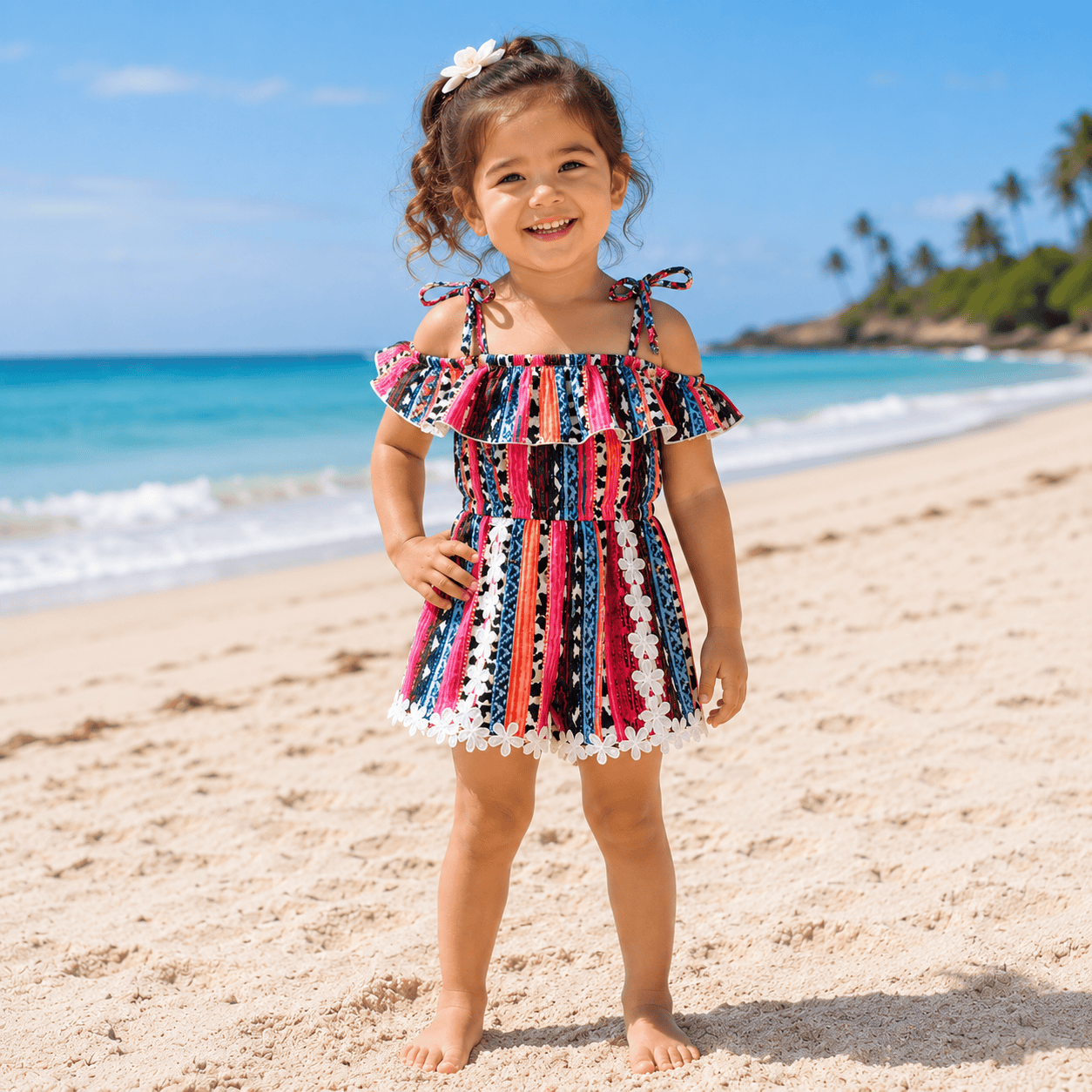 ILTEX Apparel Kids Clothing Serape Cheetah Lace Romper Kids