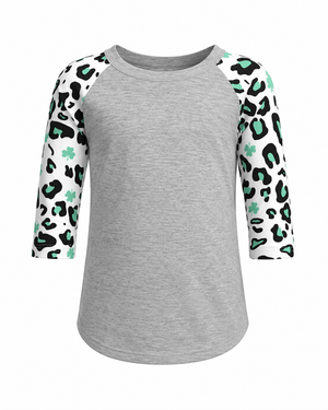 ILTEX Apparel Kids Clothing Shamrock Cheetah St. Patricks Polyester Top Kids