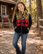 ILTEX Apparel Kids Clothing Sherpa Color Block Plaid Cheetah Vest Kids