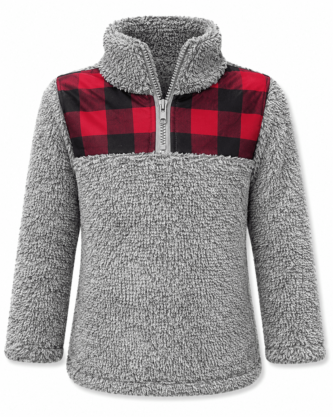 ILTEX Apparel Kids Clothing Sherpa Gray Plaid Pullover Kids