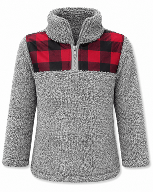 ILTEX Apparel Kids Clothing Sherpa Gray Plaid Pullover Kids