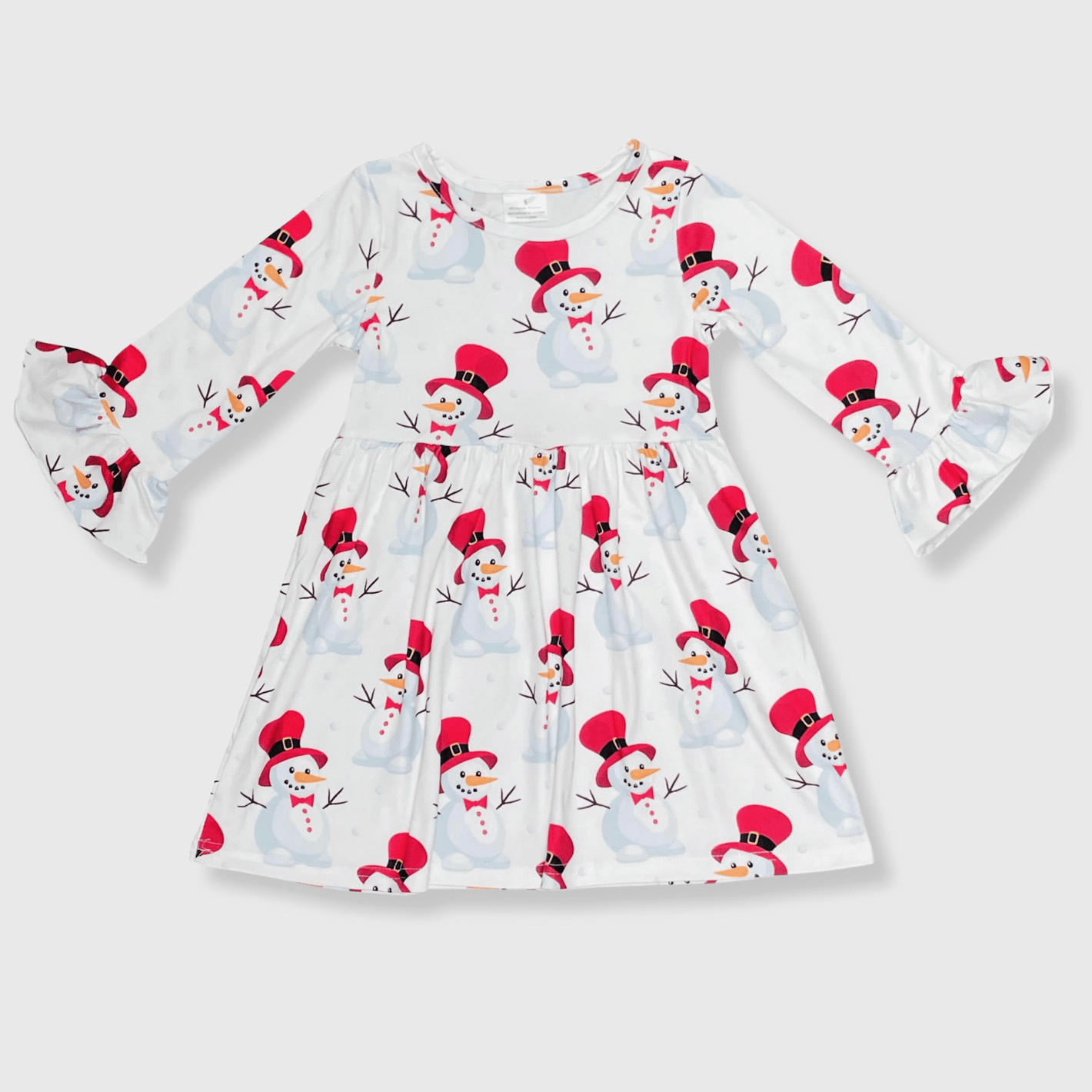 ILTEX Apparel Kids Clothing Snowman White Christmas Dress