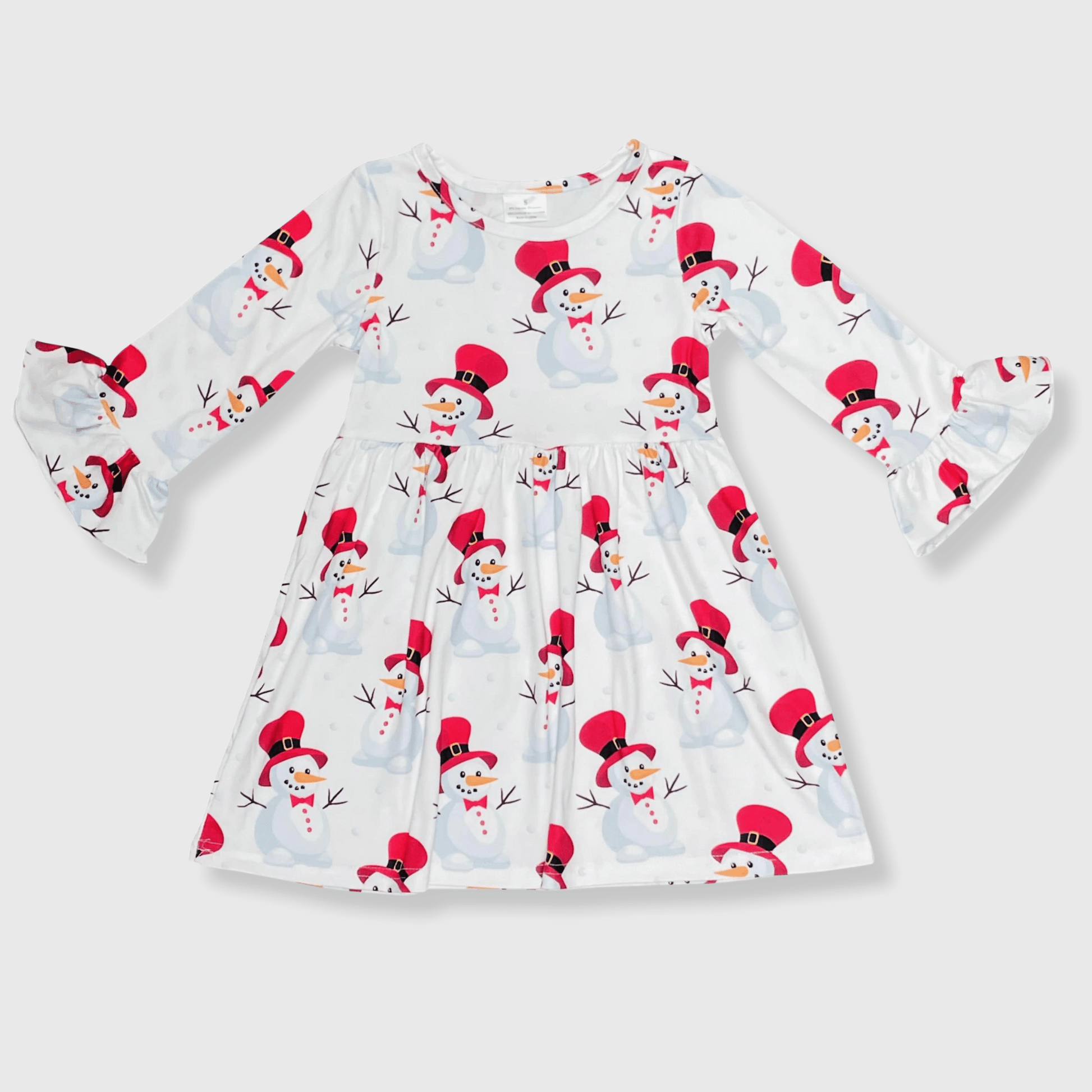 ILTEX Apparel Kids Clothing Snowman White Christmas Dress