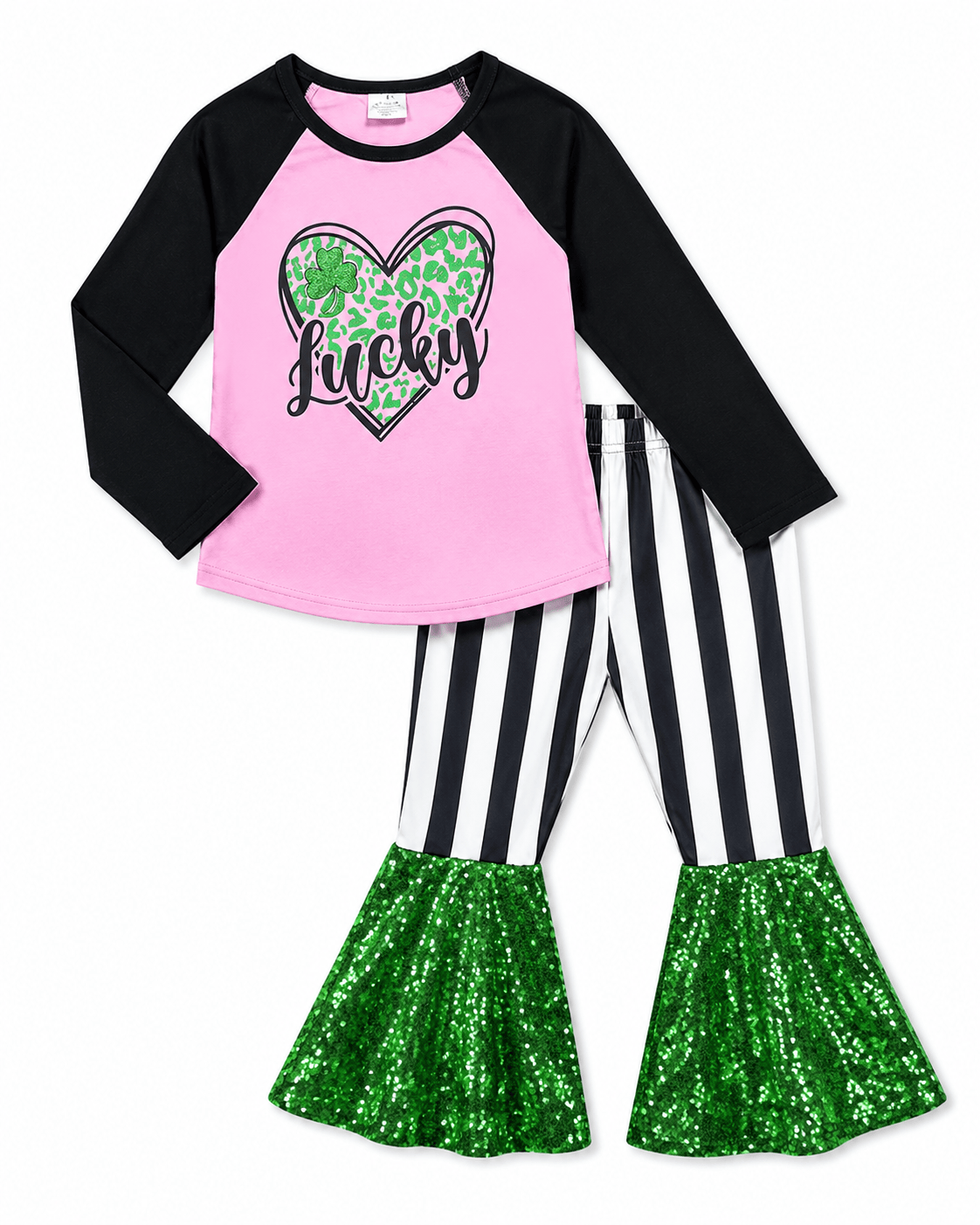 ILTEX Apparel Kids Clothing St. Patricks Pink Lucky Sequin Outfit Kids