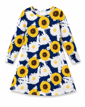 ILTEX Apparel Kids Clothing Sunflower Daisy Navy Dress Kids