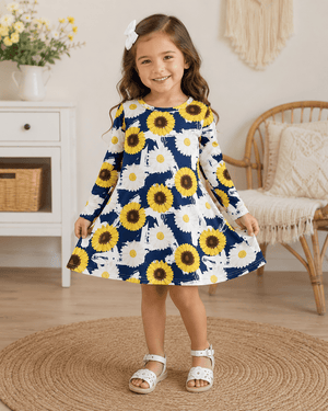 ILTEX Apparel Kids Clothing Sunflower Daisy Navy Dress Kids