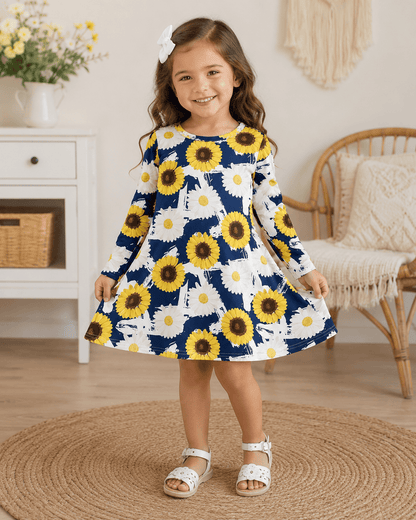 ILTEX Apparel Kids Clothing Sunflower Daisy Navy Dress Kids