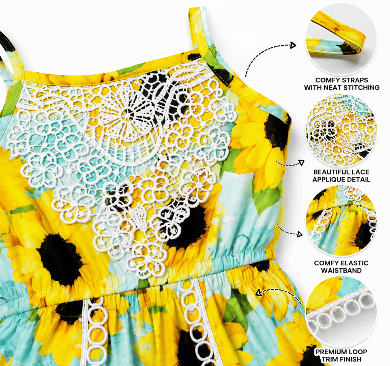 ILTEX Apparel Kids Clothing Sunflower Lace Romper Kids