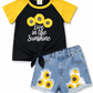 ILTEX Apparel Kids Clothing Sunflower 'Live in the Sunshine' Denim Outfit