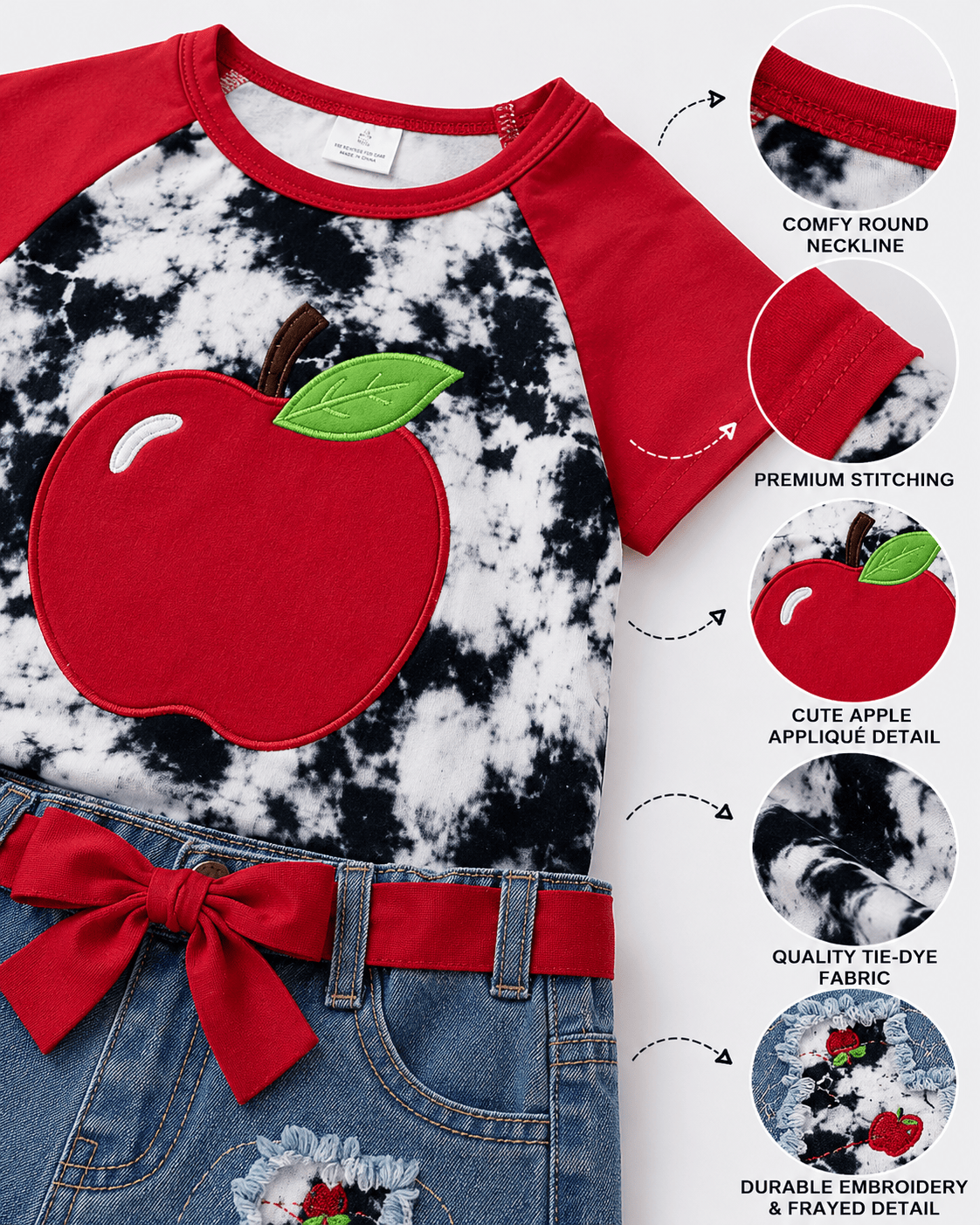 ILTEX Apparel Kids Clothing Tie Dye Apple Denim Outfit Kids