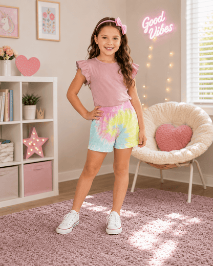 ILTEX Apparel Kids Clothing Tie Dye Elastic Shorts Dreamsicle  - Youth
