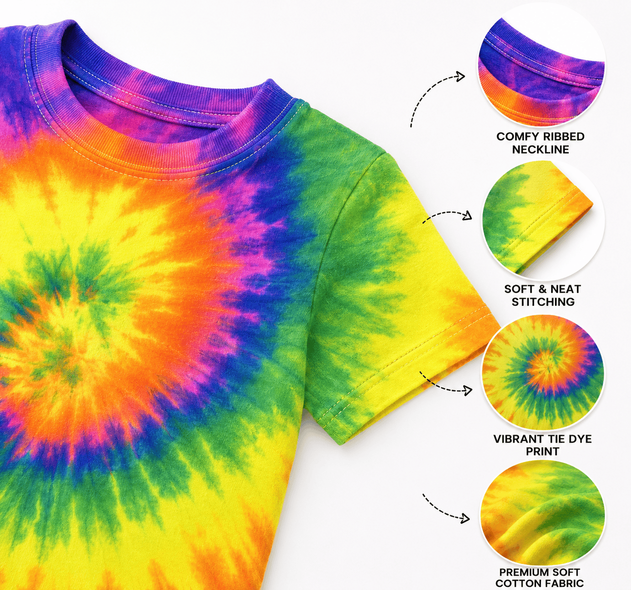 ILTEX Apparel Kids Clothing Tie Dye Neon Rainbow T-Shirt - Youth