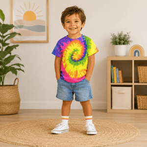 ILTEX Apparel Kids Clothing Tie Dye Neon Rainbow T-Shirt - Youth