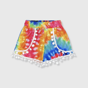 ILTEX Apparel Kids Clothing Tie Dye Pom Pom Shorts Kids